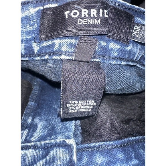 Torrid Cropped Skinny Jeans Acid Wash Mid Rise Stretch Blue Womens Plus Size 26 - Picture 6 of 11